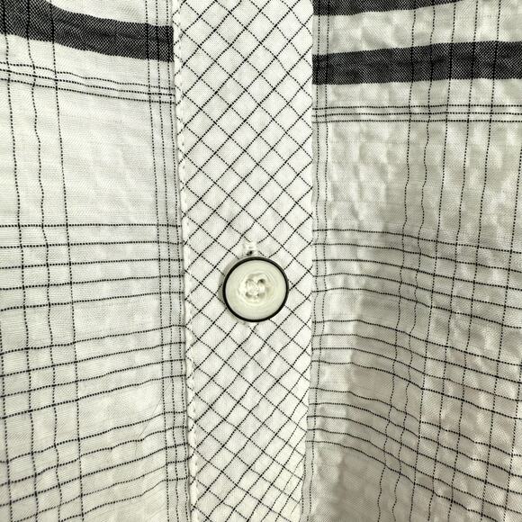 NEW NWOT Habitat Sz XS White Gray Wearable Art to Wear Blouse Shirt Top Artsy - Picture 3 of 7